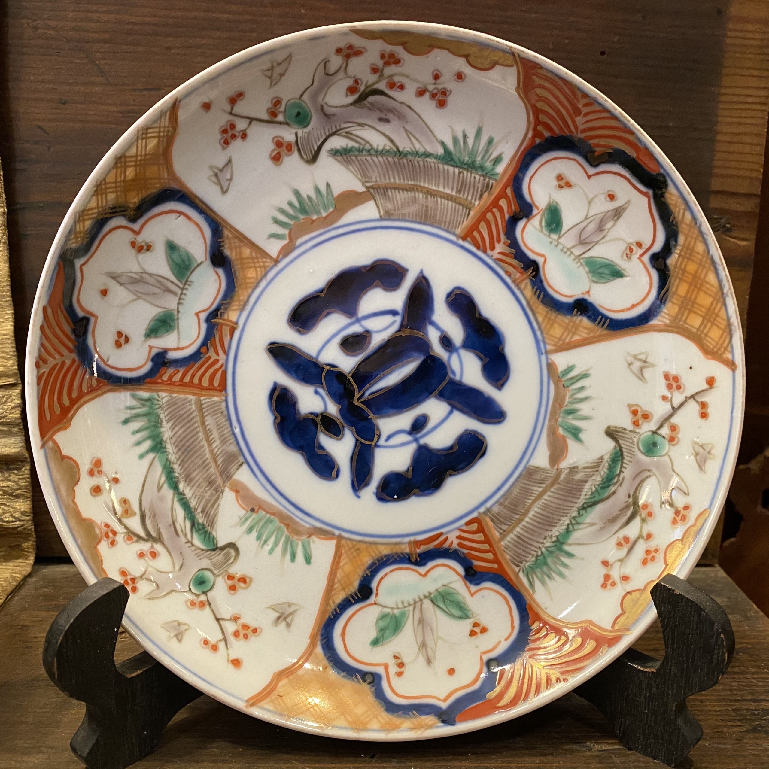 たけのこ・梅柄 赤絵 中皿 伊万里焼 | Antique Nanae