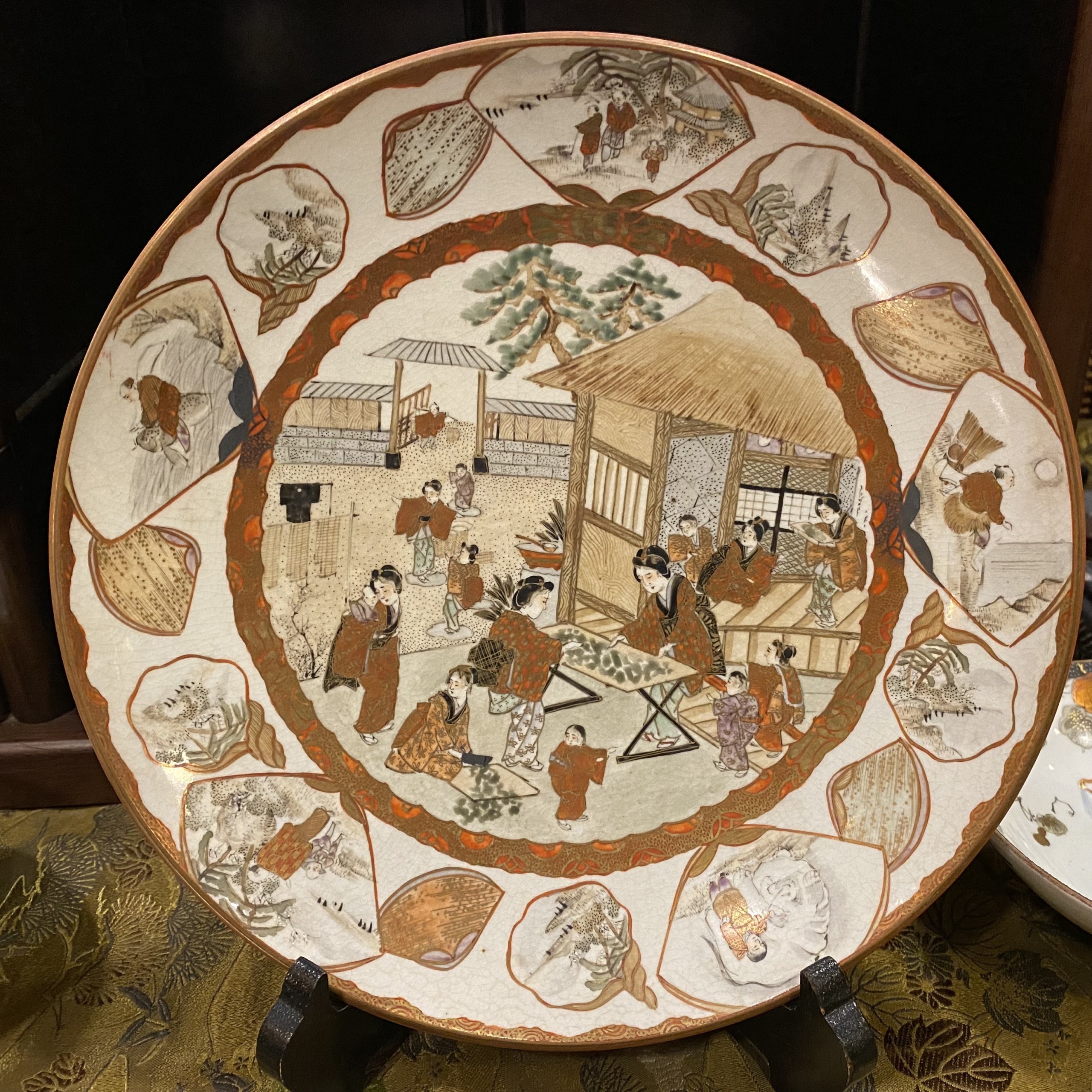 明治初期 九谷焼赤絵三ツ鉢 木箱付 東Y7-0404②トヒチサ 明治初期