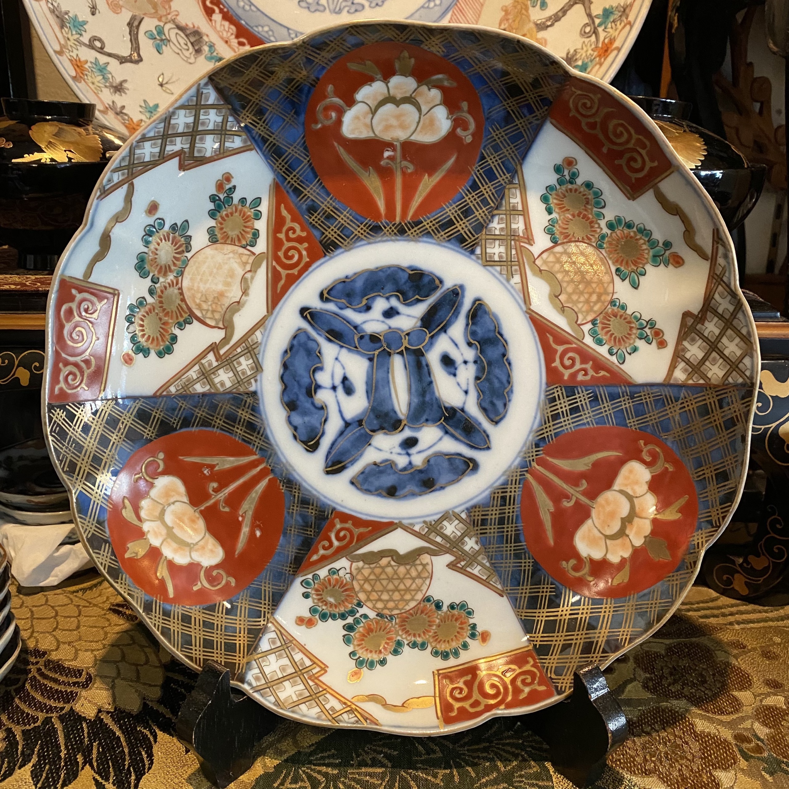 九谷焼赤絵八寸皿 明治時代