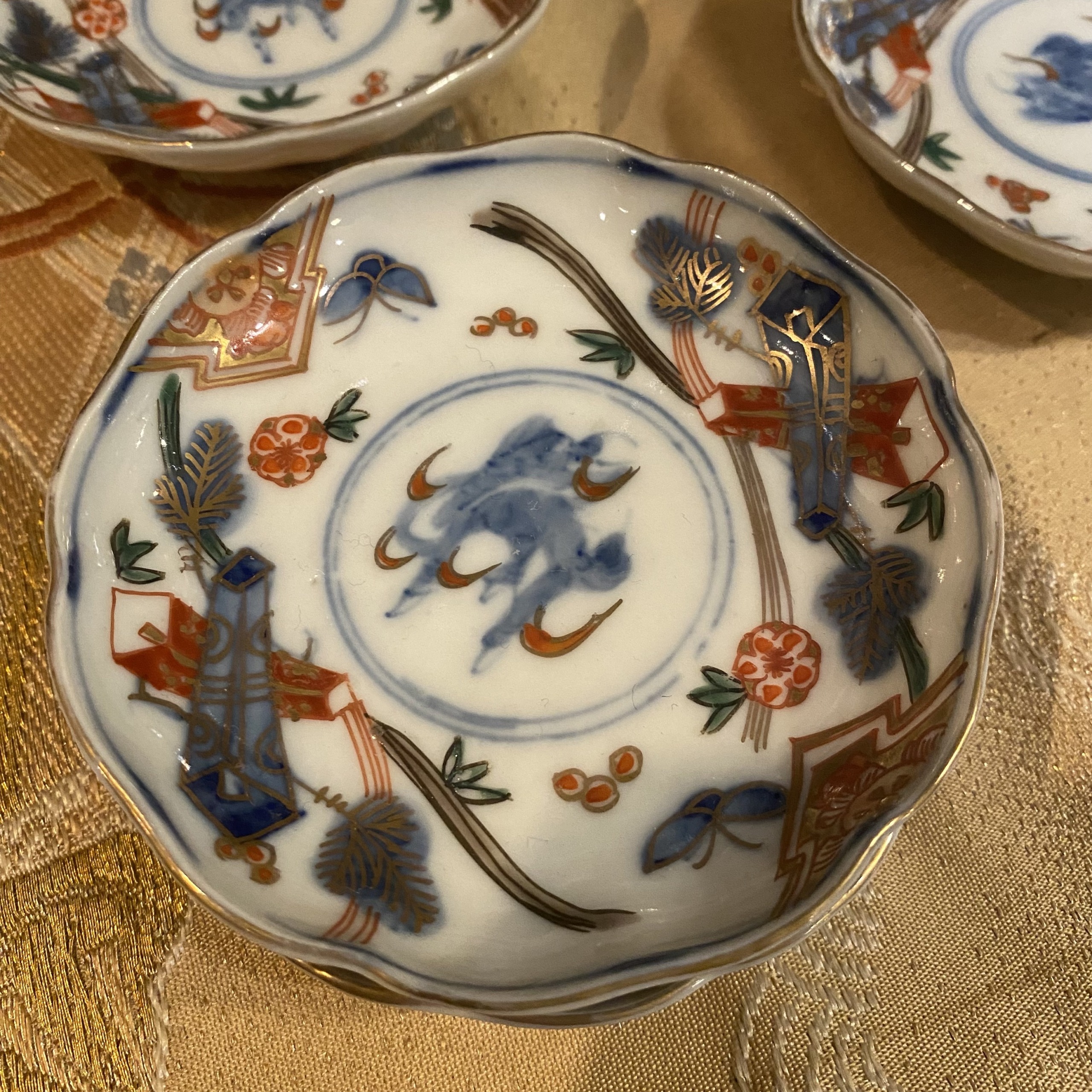 麒麟に仕切絵 伊万里 染付 なます皿 10枚 [B31331] 麒麟に仕切絵