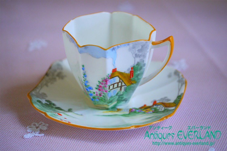 シェリー クイーンアン マイガーデン カップ ソーサー プレート 青と白