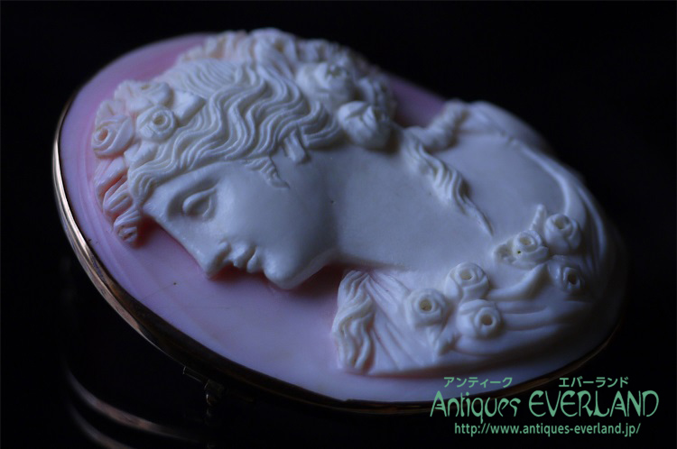 アフロディーテ ピンク シェル カメオ ブローチ ペンダント