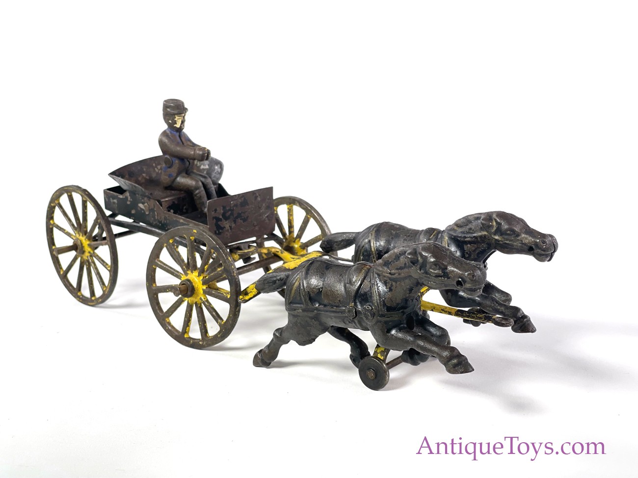 Wilkins Cast Iron Prancing Horse Team *SOLD* - AntiqueToys.com