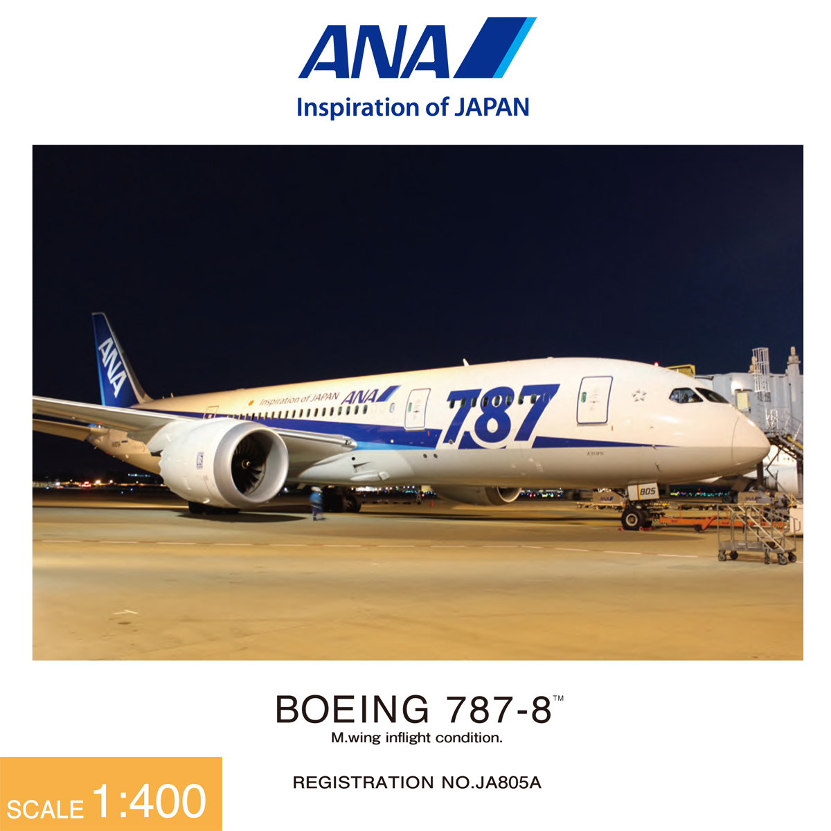 NH40115 1:400 BOEING 787-8 JA805A 787ロゴ ABS樹脂完成品（ギアつき