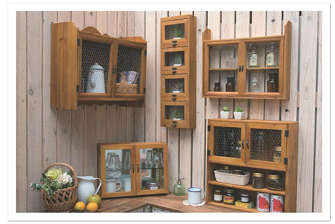 ウォールシェルフ 棚 壁掛け 収納 ナチュラル ガラス扉 木製