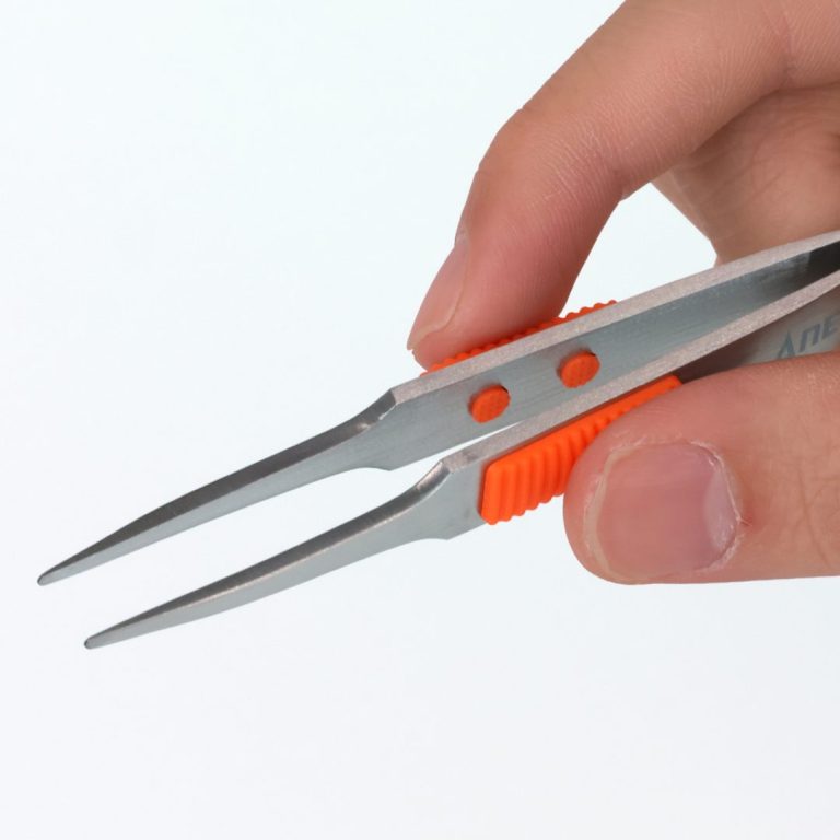 ラバーグリップ付 ステンレスピンセット 先丸型120mm （SUS410