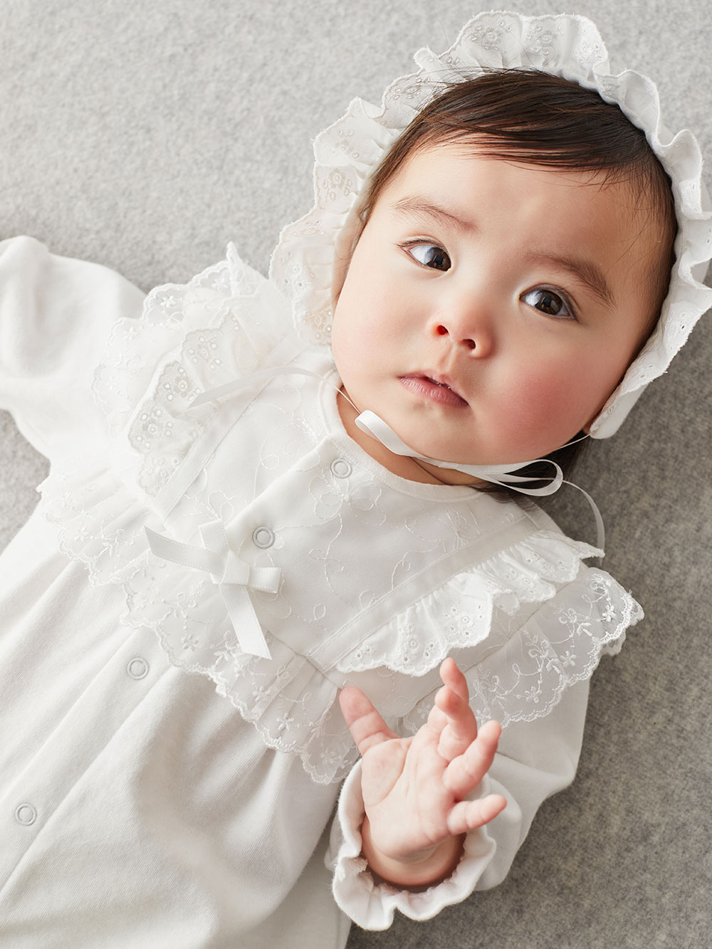 春 夏 秋 冬【日本製】新生児スムースドレス＆帽子セット | セレモニー