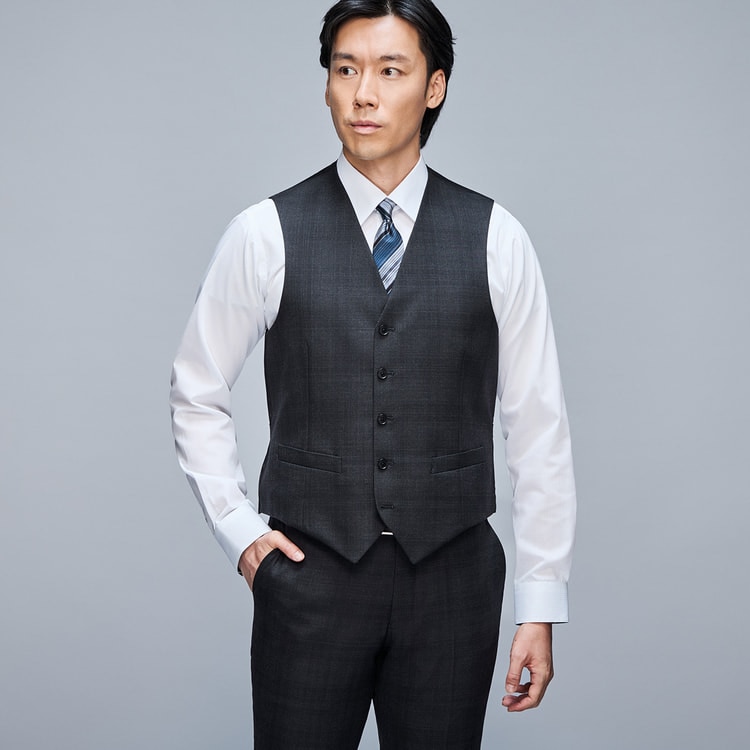 リバーシブルベスト グレー×チャコールグレー MAJI スリム 別売り