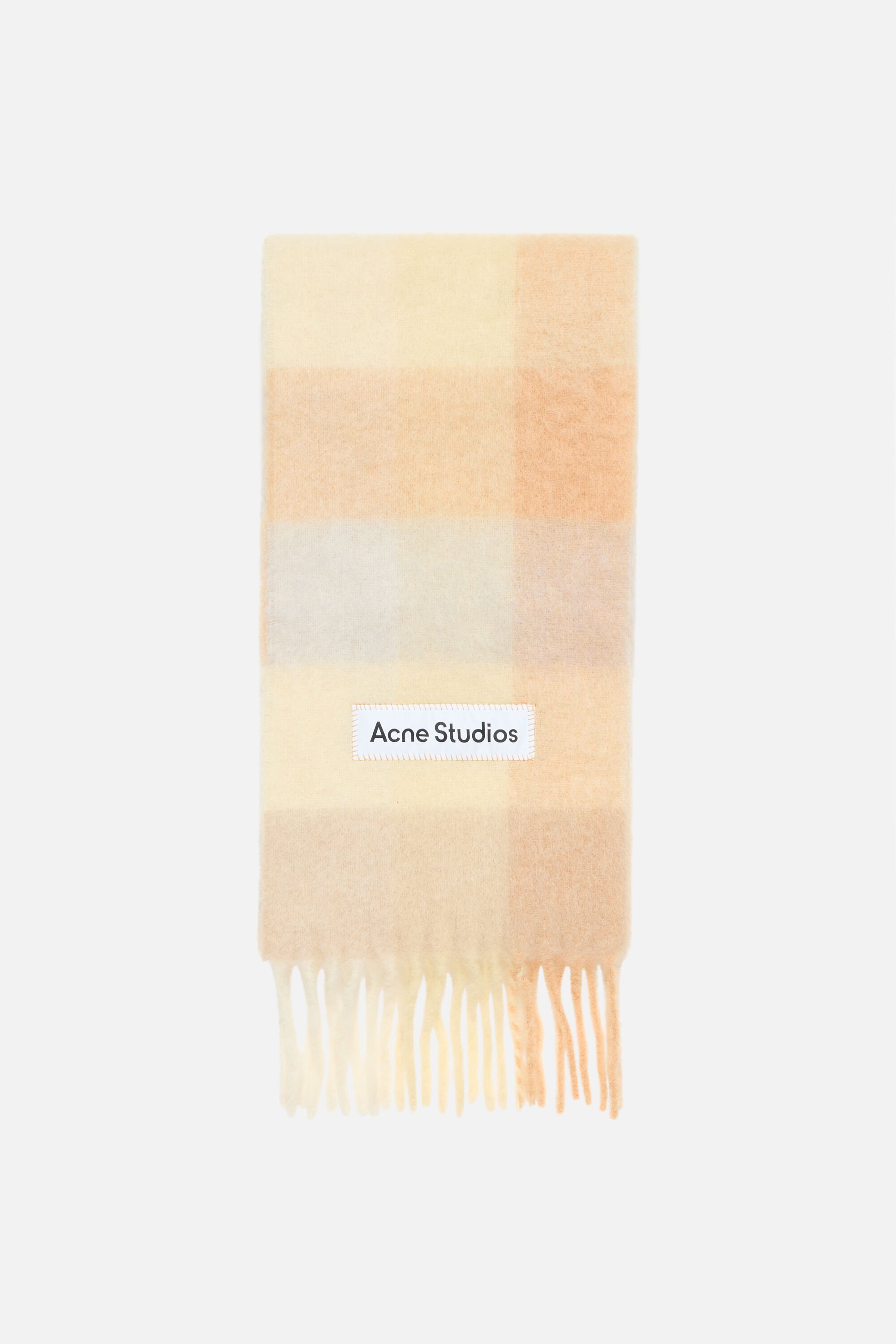 Acne Studios - Mohair checked scarf - Peach/White/Beige