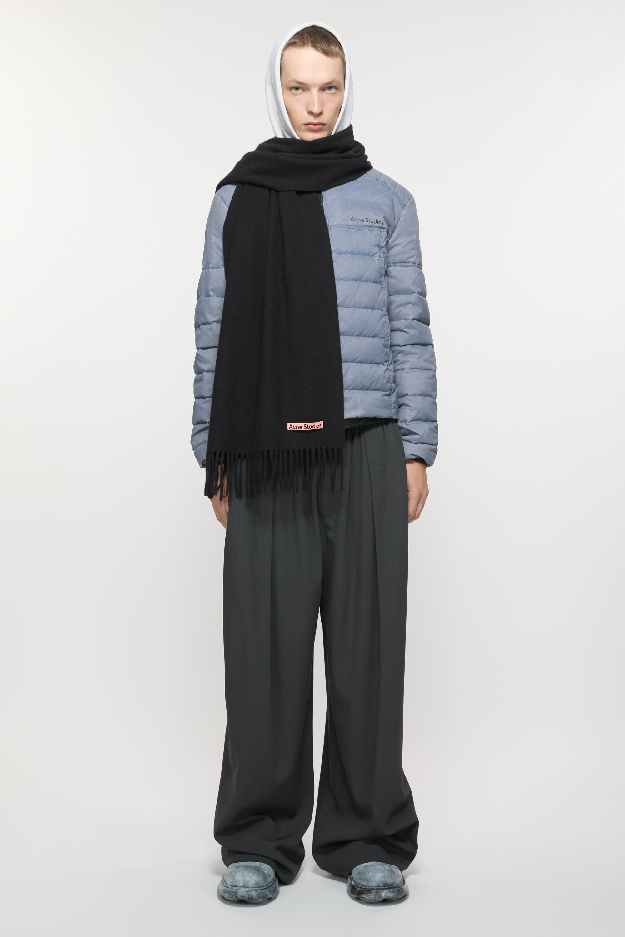 Acne Studios - フリンジウールスカーフ - ナロー - ブラック