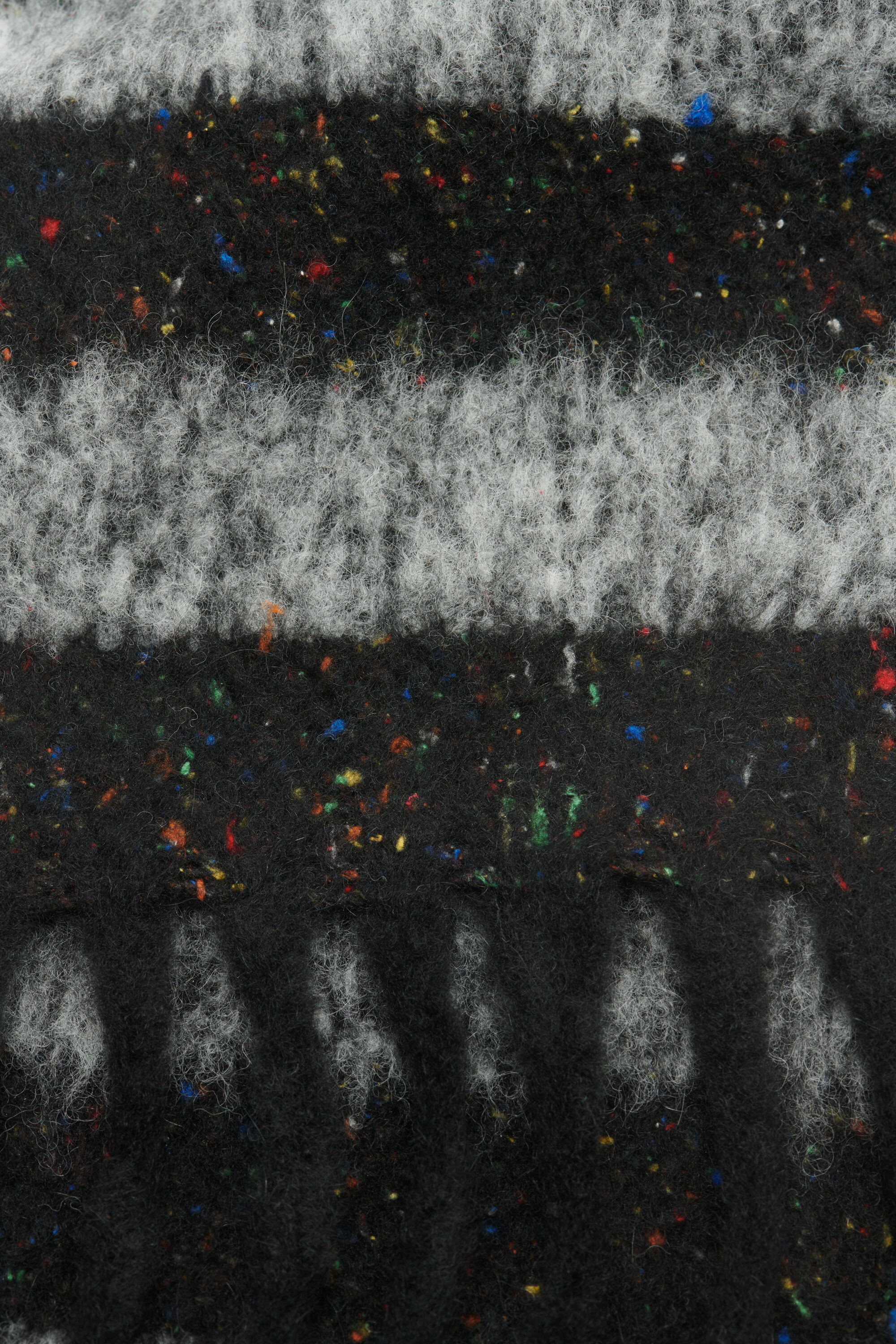 Acne Studios - フリンジウールスカーフ - スキニー - ブラック/グレー