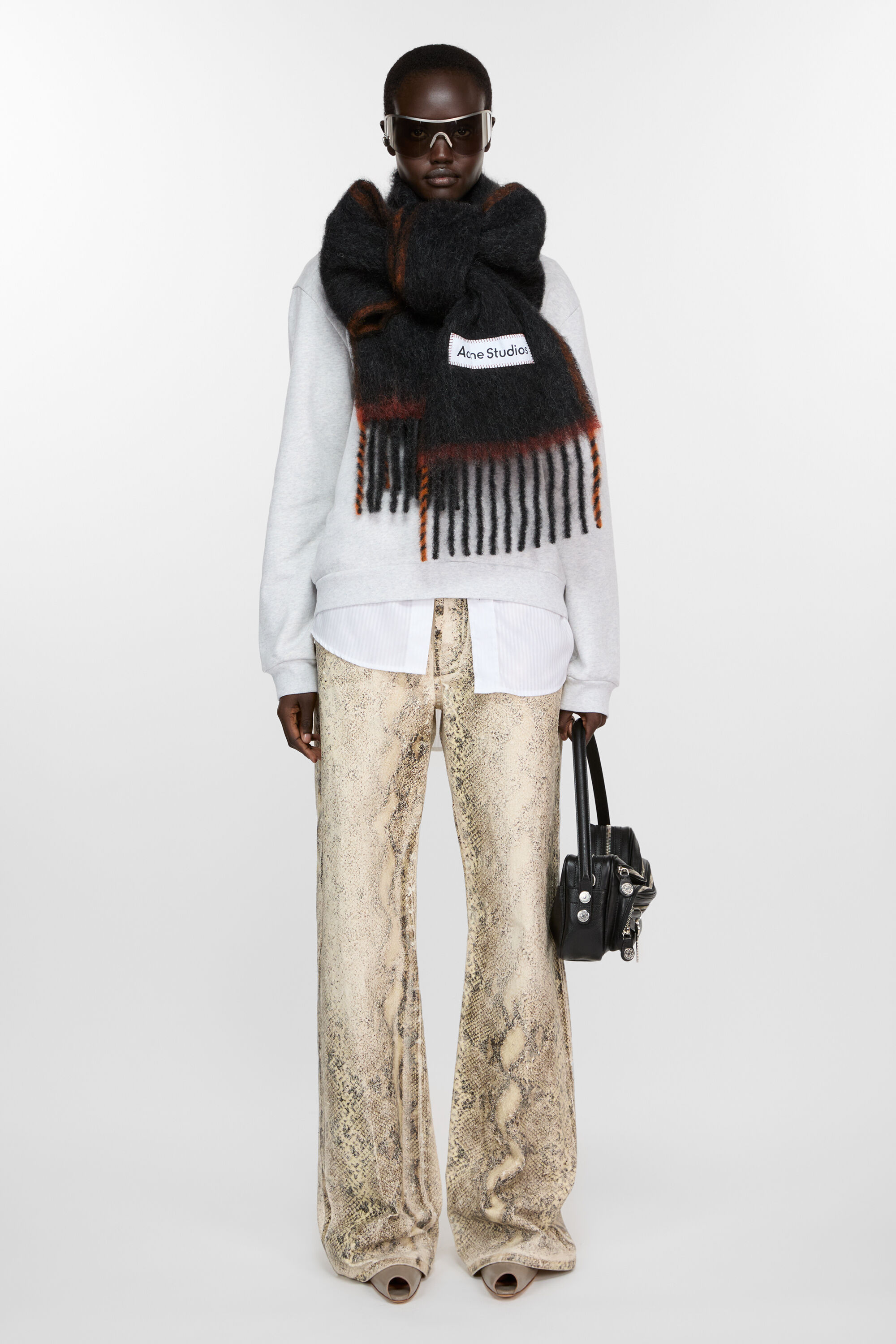 Acne Studios - ウールモヘアスカーフ - ナロー - ブラック