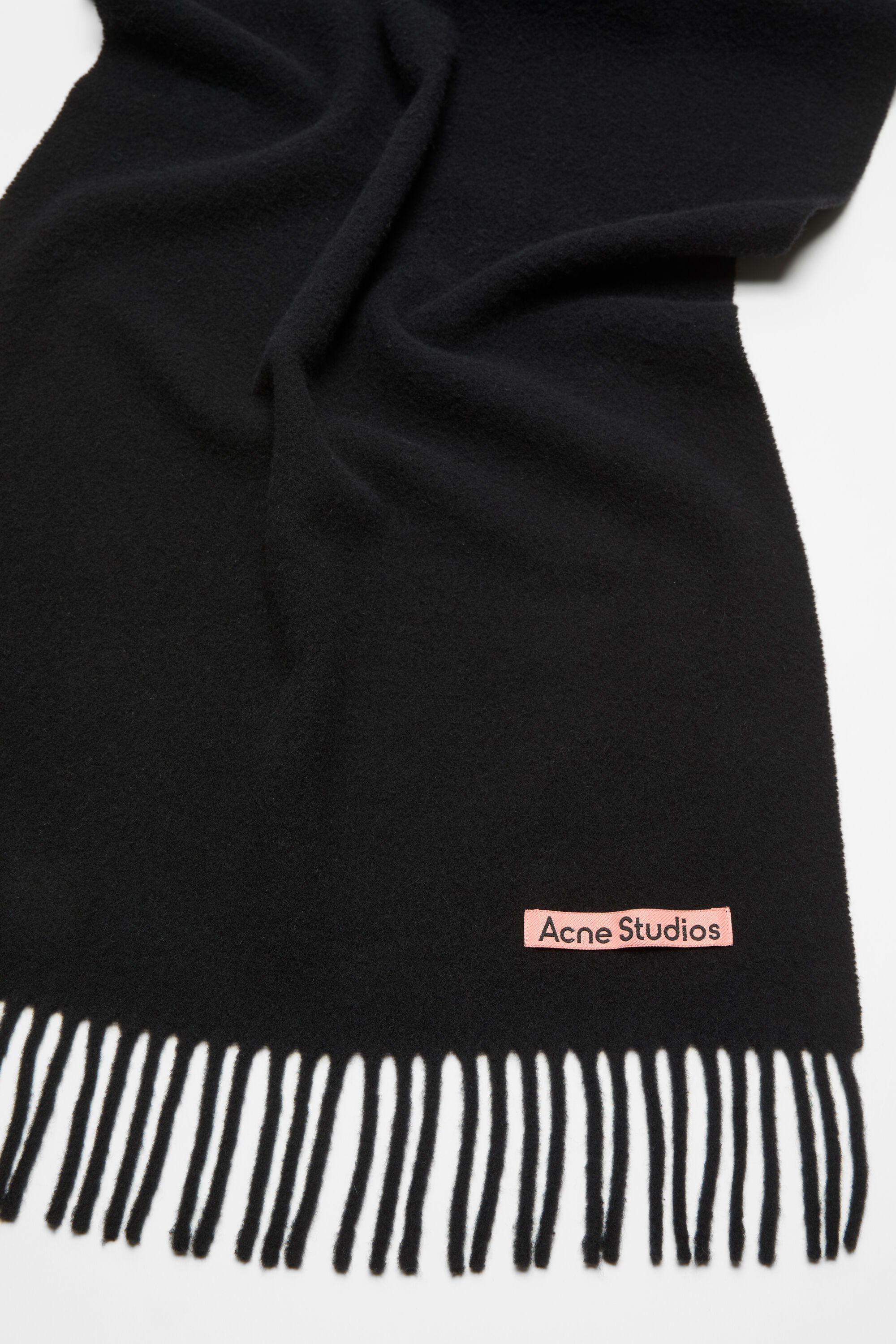 Acne Studios - フリンジウールスカーフ - ナロー - ブラック