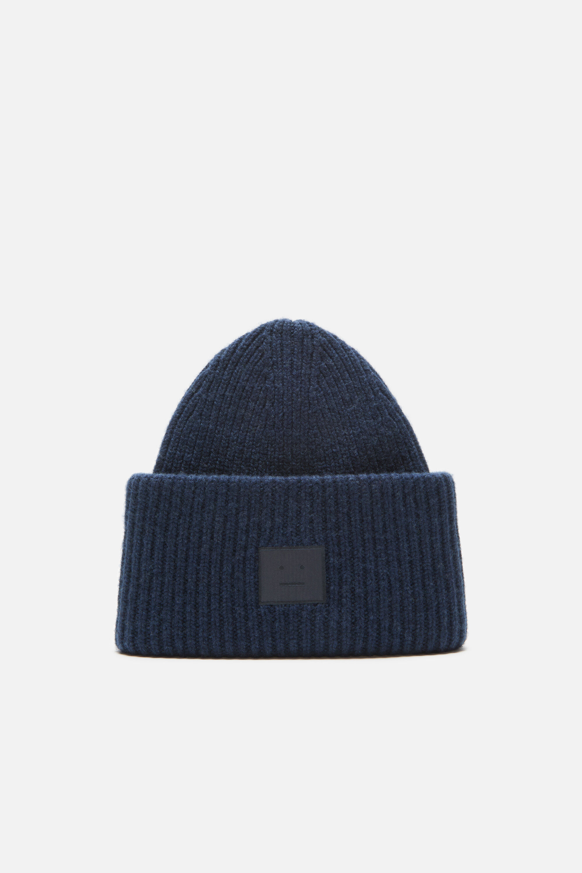 Acne Studios - Large face logo beanie - Yak - Navy melange
