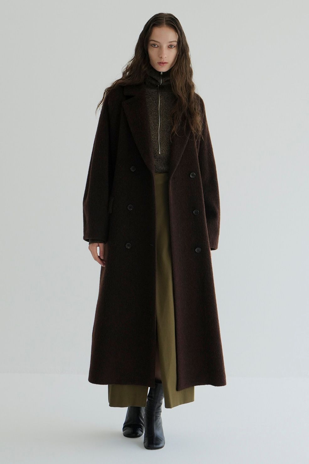 CLANE - ダブルウール ロングコート - DOUBLE WOOL LONG COAT - BROWN