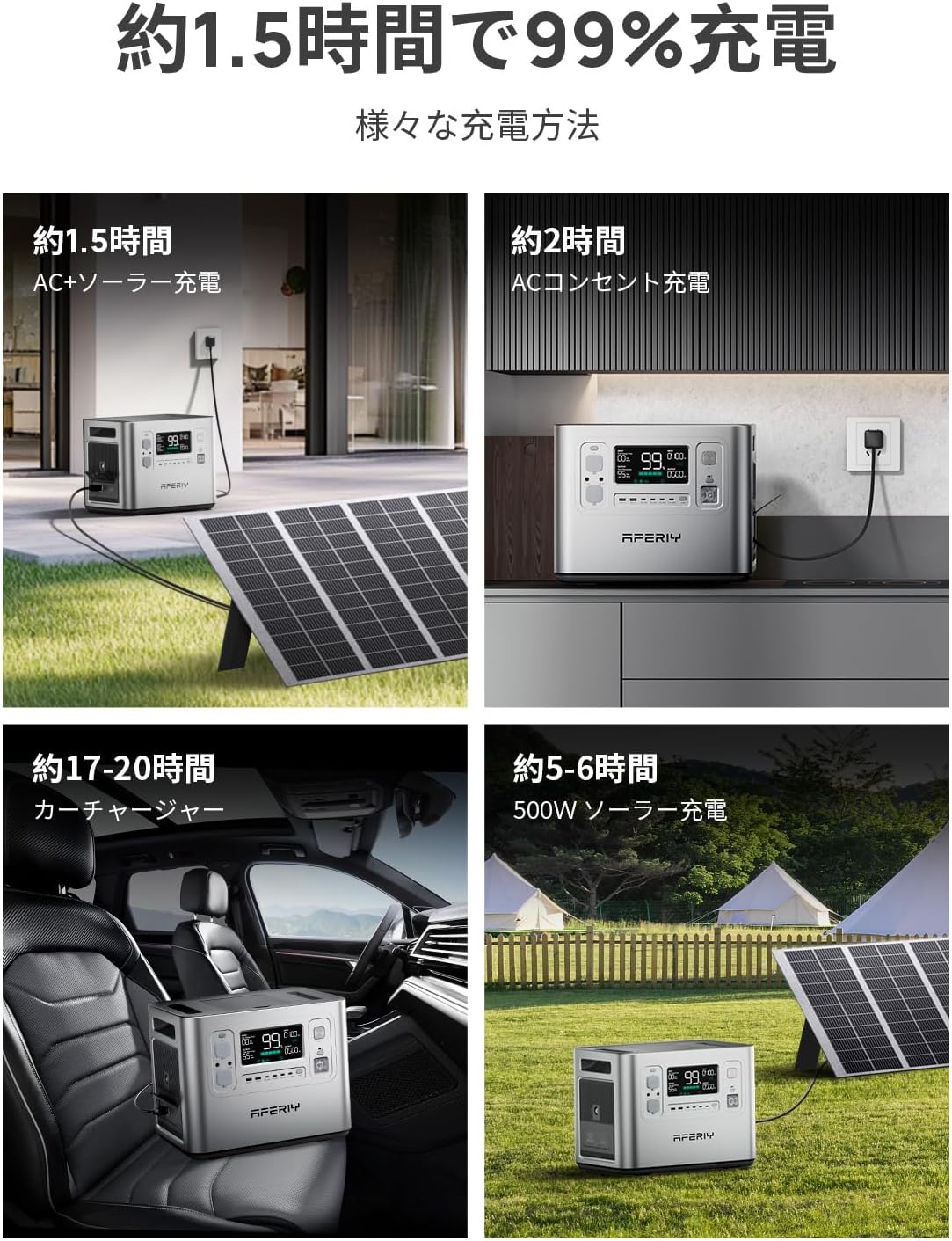 AFERIY ポータブル電源 大容量 2048Wh 高出力 2400W, キャンプ