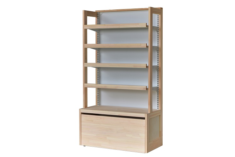 OHR- システム陳列棚 （帆立カバー仕様） : 木製什器・木製陳列棚専門