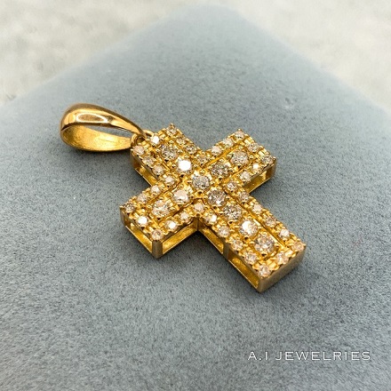 K18 18金 ダイヤモンド クロス ペンダント Lサイズ / k18 Diamond