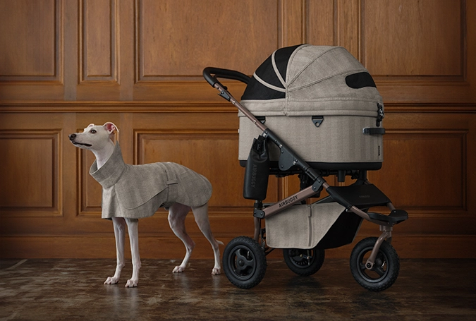 ライフバギーのエアバギー＞にマニッシュなヘリンボーンツイード生地で