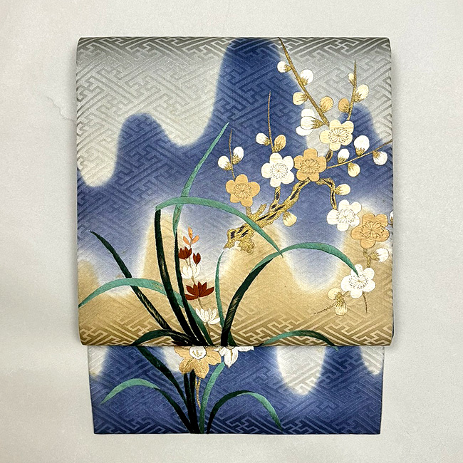 壺垂れに梅菊水仙文様刺繍名古屋帯 66,000円(税込)帯24-12-30ご売約済