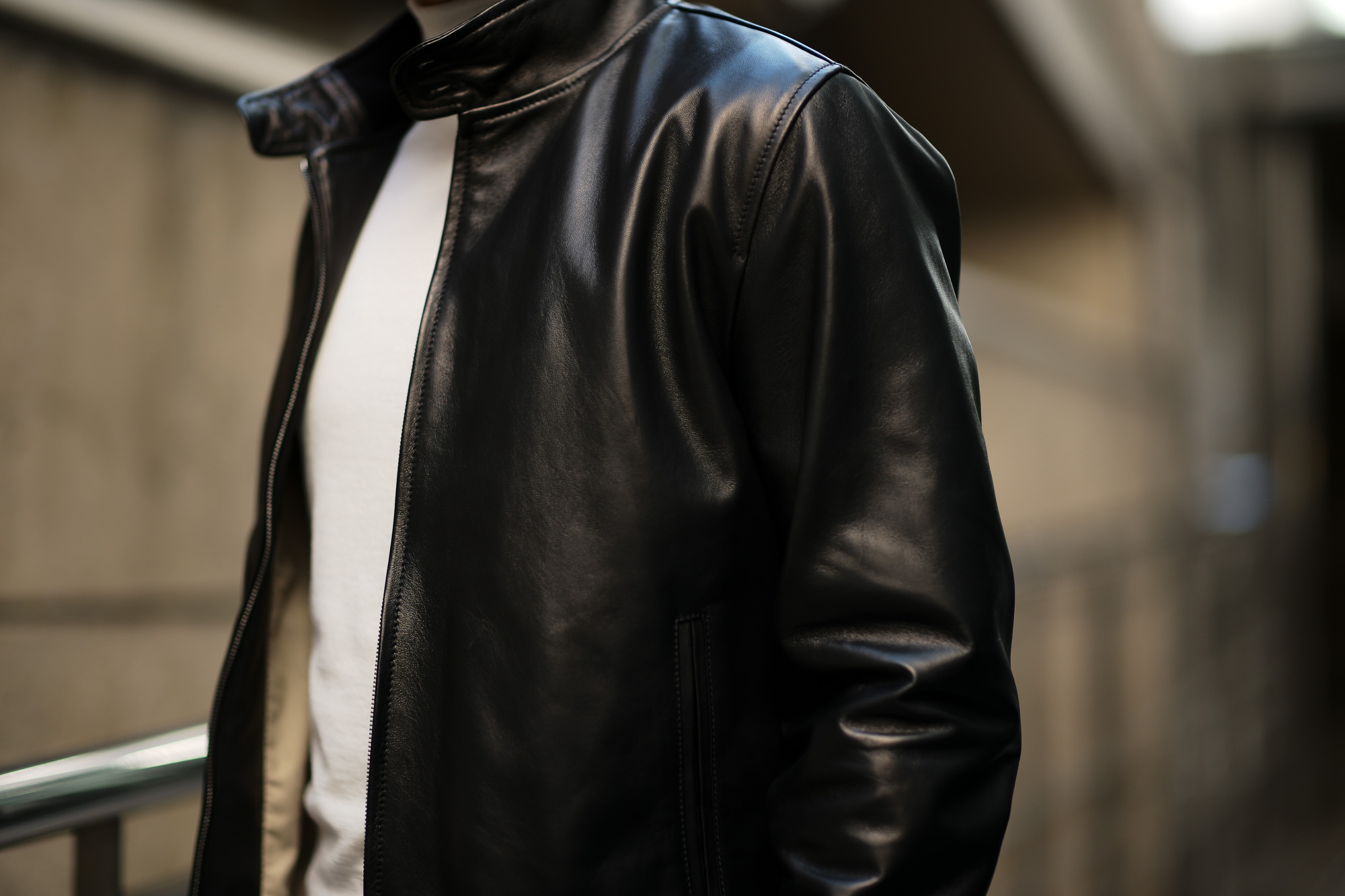 SILENCE (サイレンス) Single Rib Leather Jacket (シングル リブ