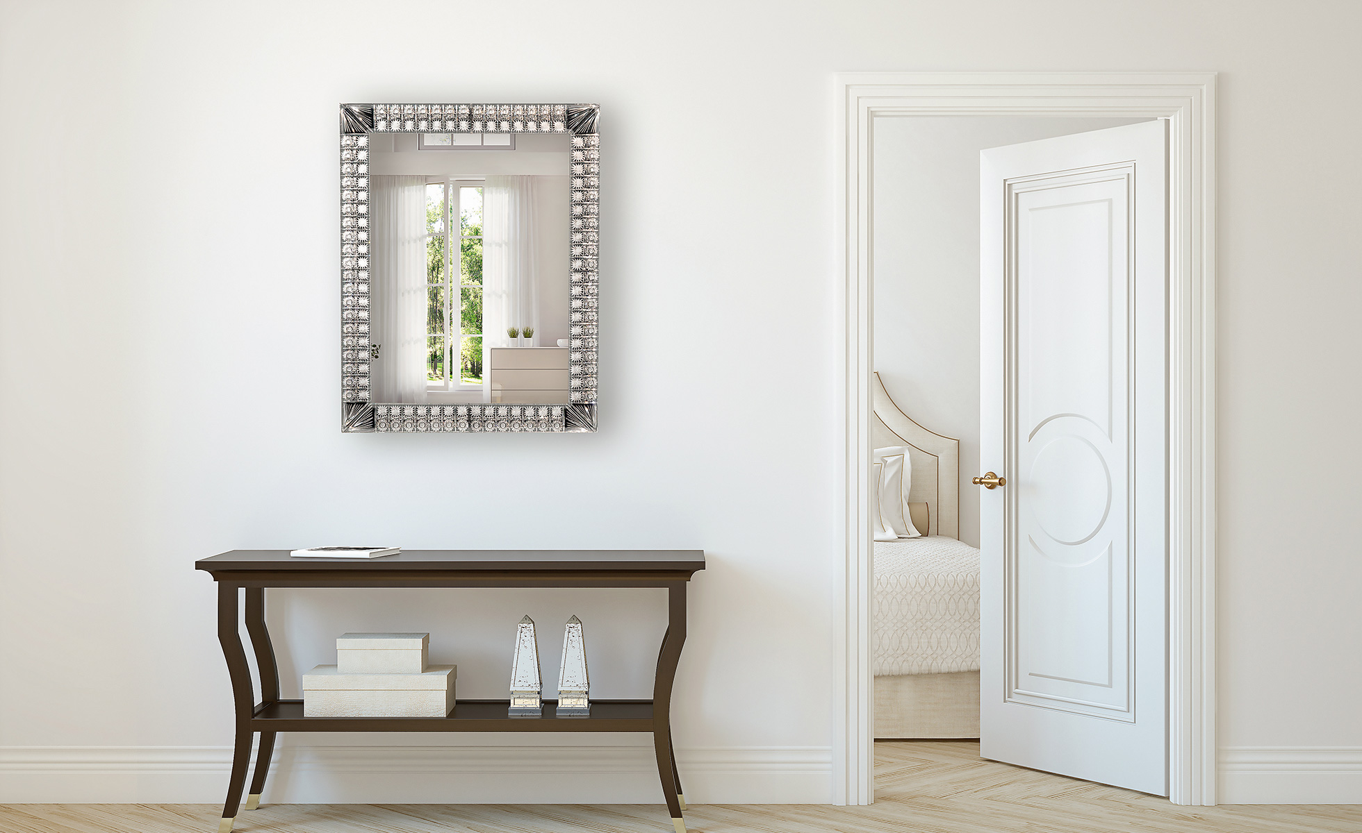 BOHEMIAN CRYSTAL MIRROR RECTANGLE - アクアピア