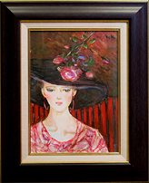 真作】絵画 中島裕子 油彩4号 バラのメロディー 美術家名作 X62 真作】