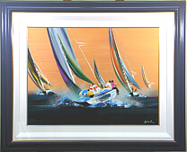 ビクトールスパン 真作ヨットレース油彩変形40号 ビクトールスパン 真