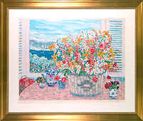 レスリー・セイヤー 「ライラックバスケット」 シルクスクリーン 直筆