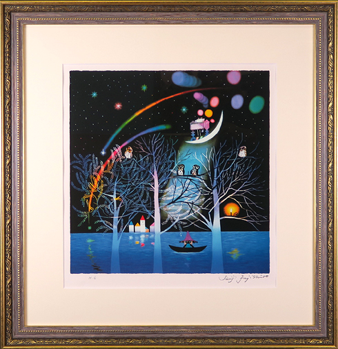 藤城清治「ふくろうの森」卸価格販売