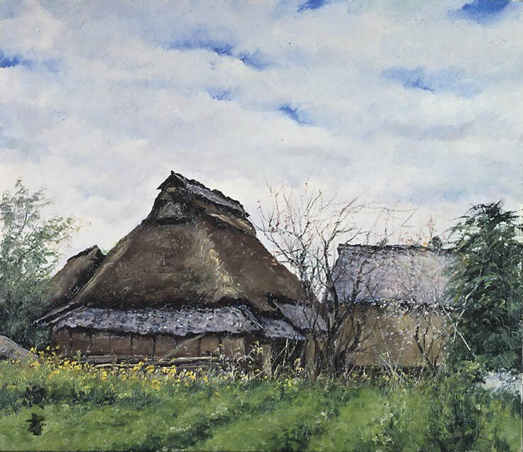 向井潤吉、【遠野春色（岩手県遠野市附馬牛町）】、希少な額装用画集画