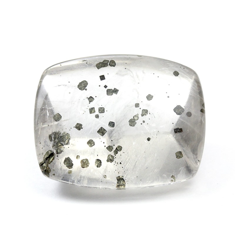 パイライトインクォーツ ルース-002水晶クラスター、天然石ビーズの