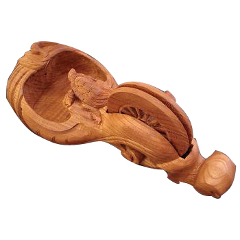 大型 彫辰作 鶴亀彫 親子亀 墨壺 墨つぼ 墨壷 置物 木製 在銘 大工道具