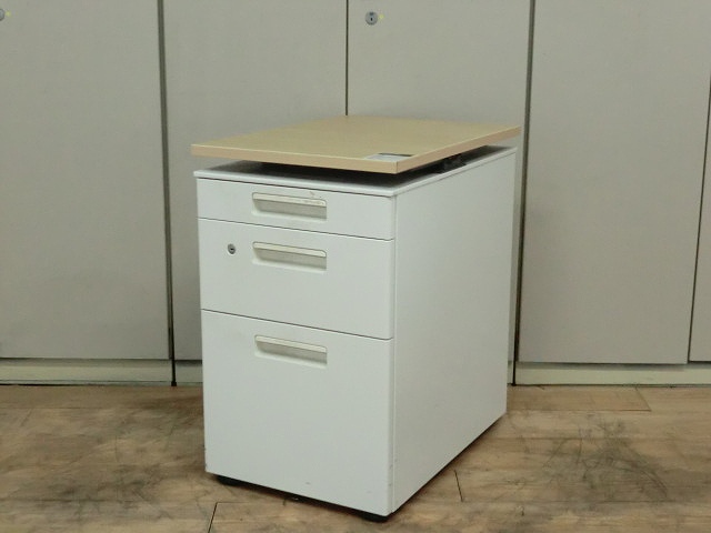 3段ワゴン ( 昇降天板付き ) ( コクヨ ) ホワイト //0-200000003351-1