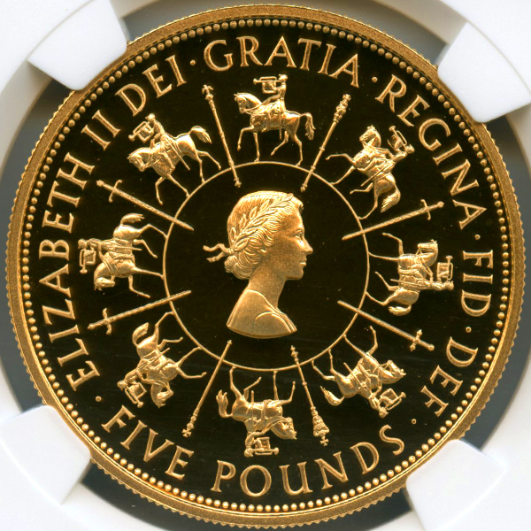 イギリス エリザベス2世戴冠40周年記念 1993年 5ポンド 金貨 NGC