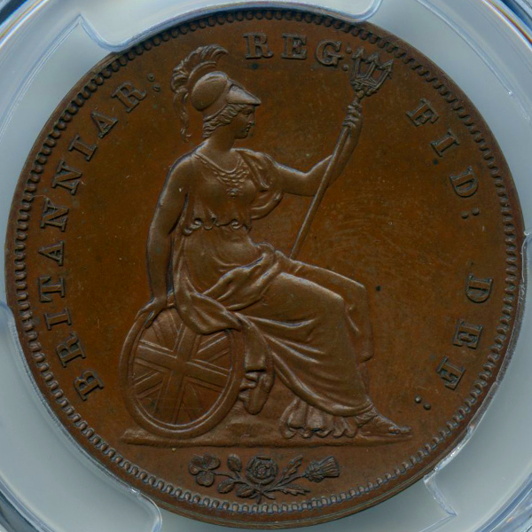 イギリス ヴィクトリア ヤングヘッド 1839年 ペニー 銅貨 PCGS PR64