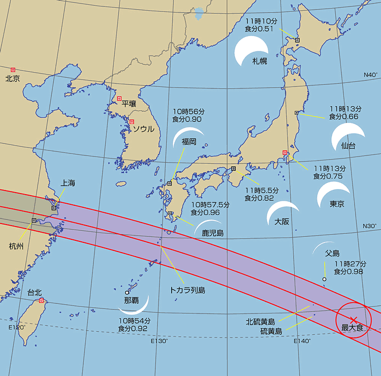 AstroArts: 【特集】2009年7月22日 皆既日食：日食タイムテーブル