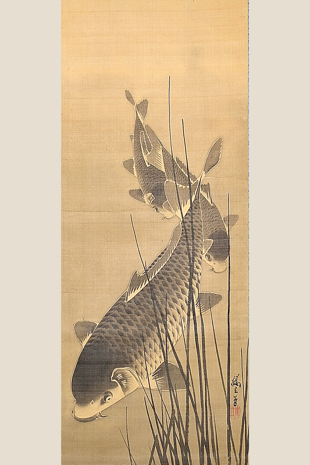 CX565 朝鮮古美術 渭原端渓彫 鯉に乗った仙人図 渭原端渓大