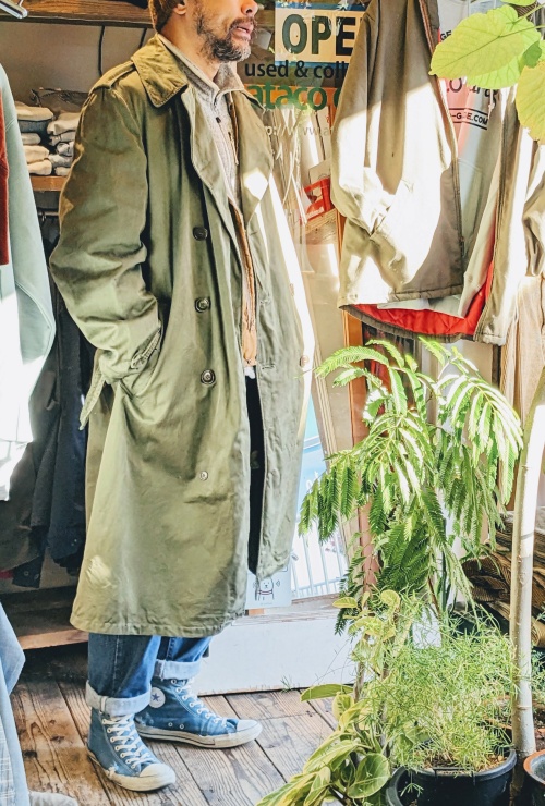 USタイプ ARMY トレンチコート L カーキ 綿混 コットン混 アメリカ軍