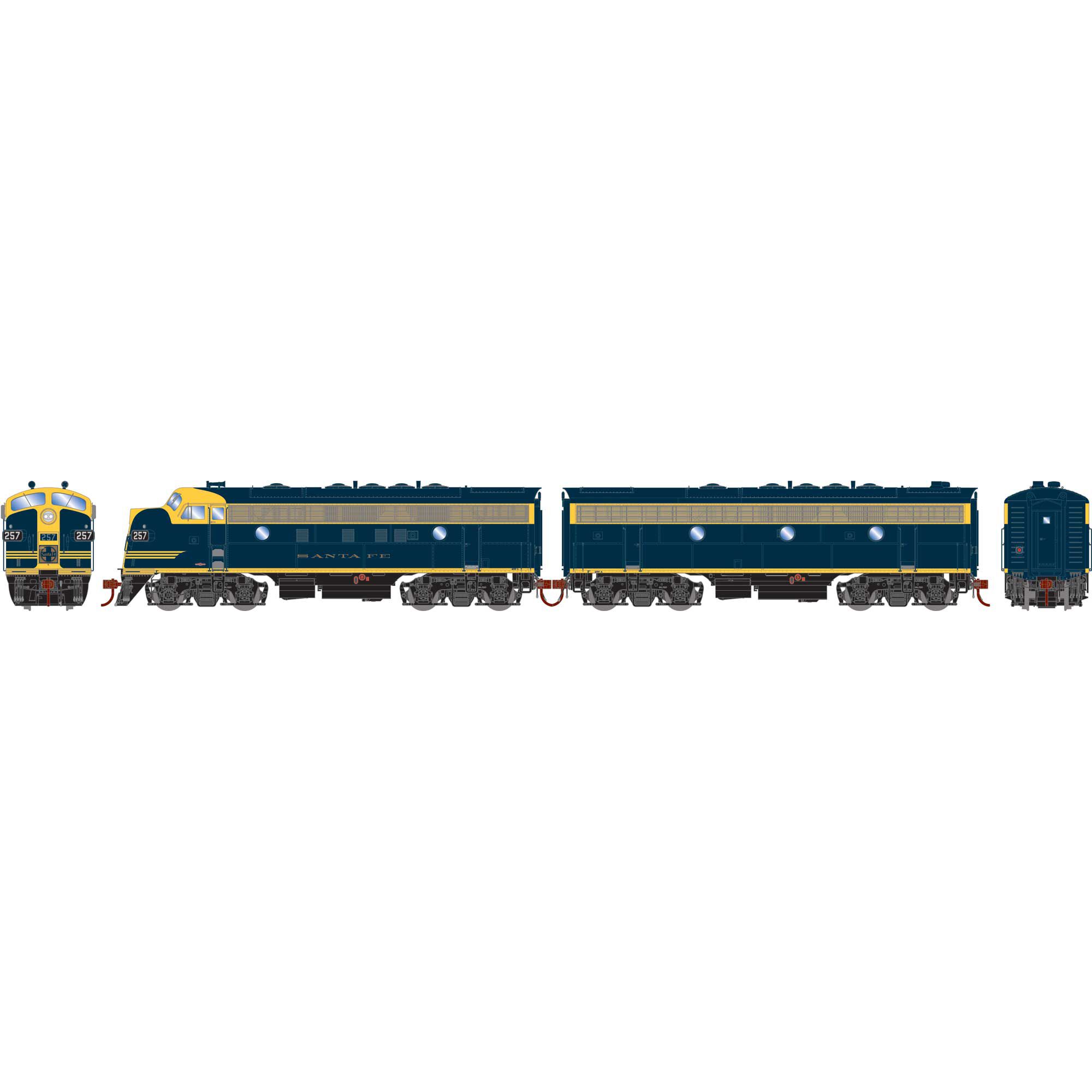 HO F7A / F7B Locomotive Set, ATSF #257L, #257A Model Train
