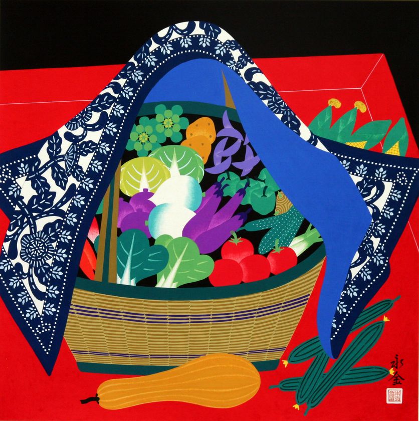 70年文化大革命◇高風作『農村風景』金山農民画 第4回