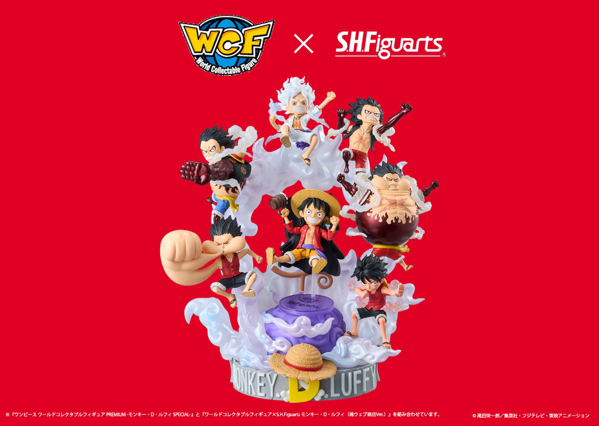 ワンピース」より、 ギア2～5を発動したルフィのデフォルメフィギュア