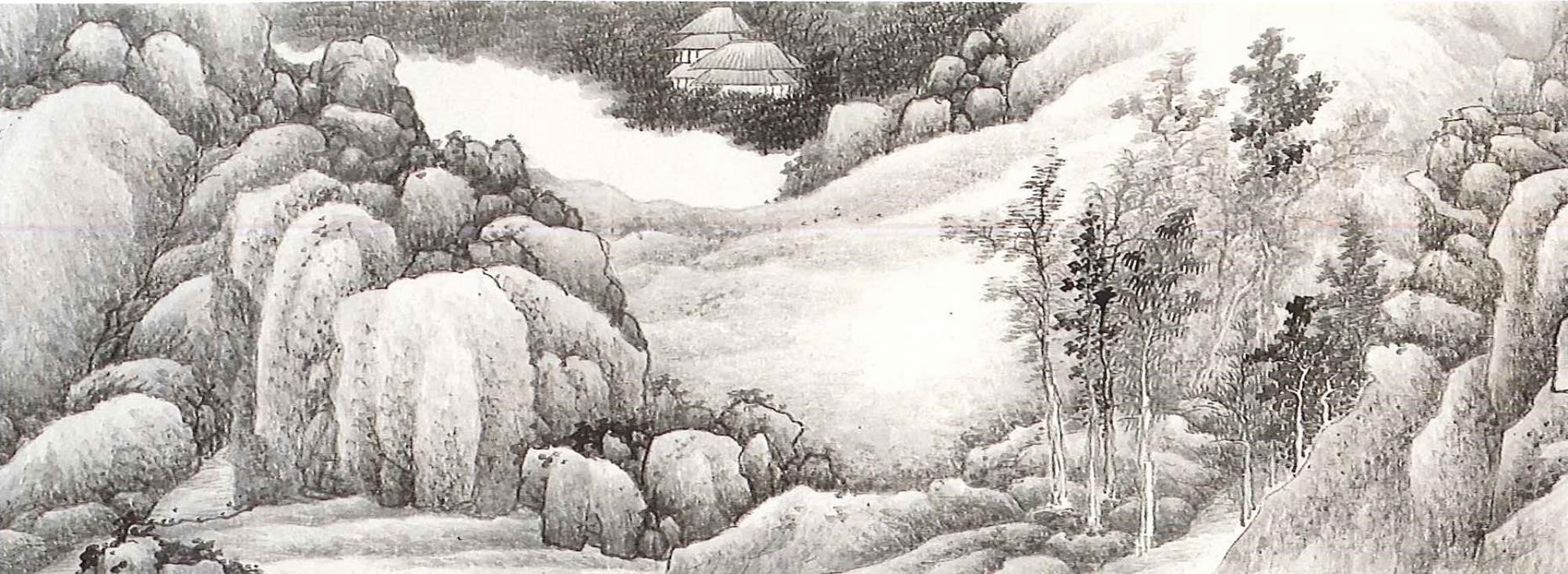 中国絵画 清国 名家 表江 「阿房宮」 山水絵 国画 巻物 巻き絵 【公式