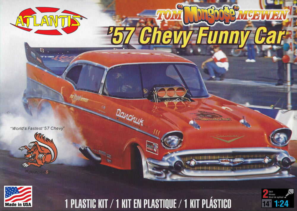 Atlantis 1957 Chevy Funny Car Mongoose 1:24 Scale Model Kit | Auto