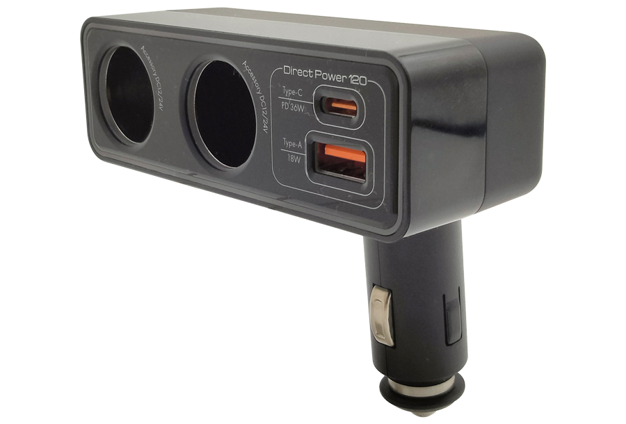 2連DCソケット+Type-C(PD)+USB-A(QC etc)充電器（X-341） | 株式会社