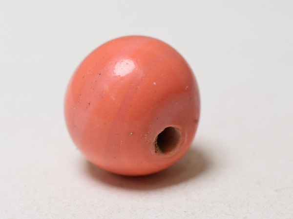 2509】江戸とんぼ玉 淡い珊瑚色の中大玉18,とんぼ玉,アンティーク