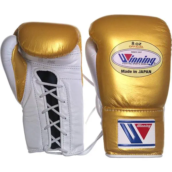 ウイニング ボクシンググローブ 16oz 紐式 黒 ゴールド Amazon.co.jp