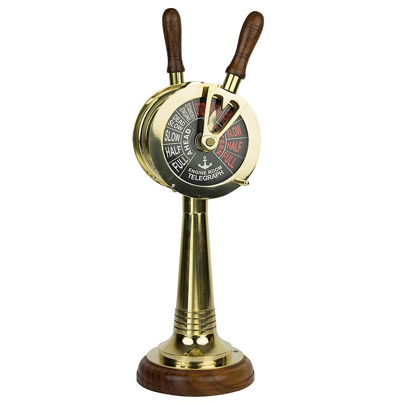 貨物船、ブリッジ・機関室エンジンテレグラフ。真鍮の美しい表示盤