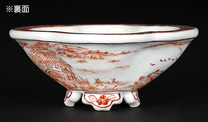 月之輪正泉赤絵舟訪友図木瓜式鉢 | 盆栽、盆栽書籍、盆栽鉢の通販