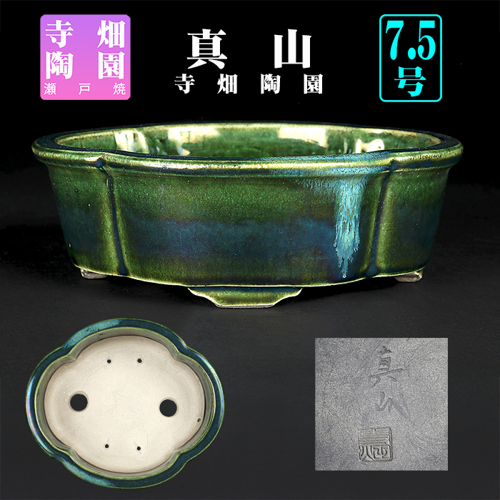 真山織部釉木瓜式鉢 | 盆栽、盆栽書籍、盆栽鉢の通販│近代出版